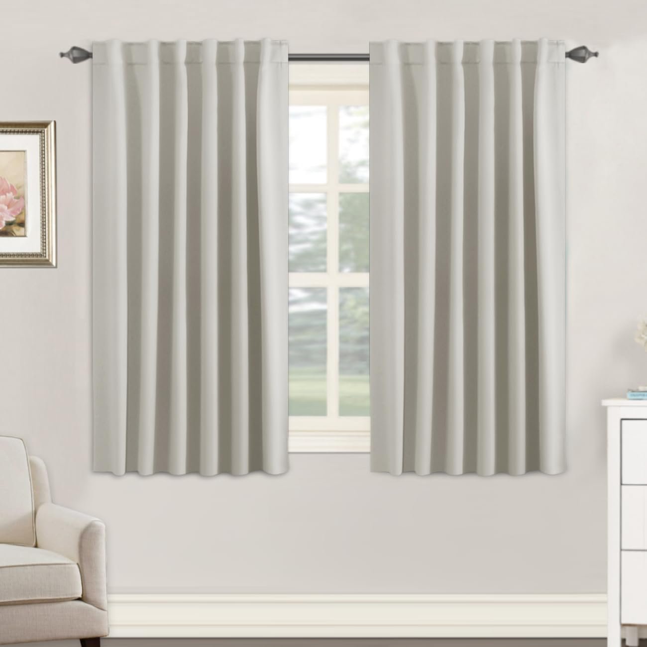 Thermal Insulated Blackout Curtains, Back Tab Window Drapes for Home