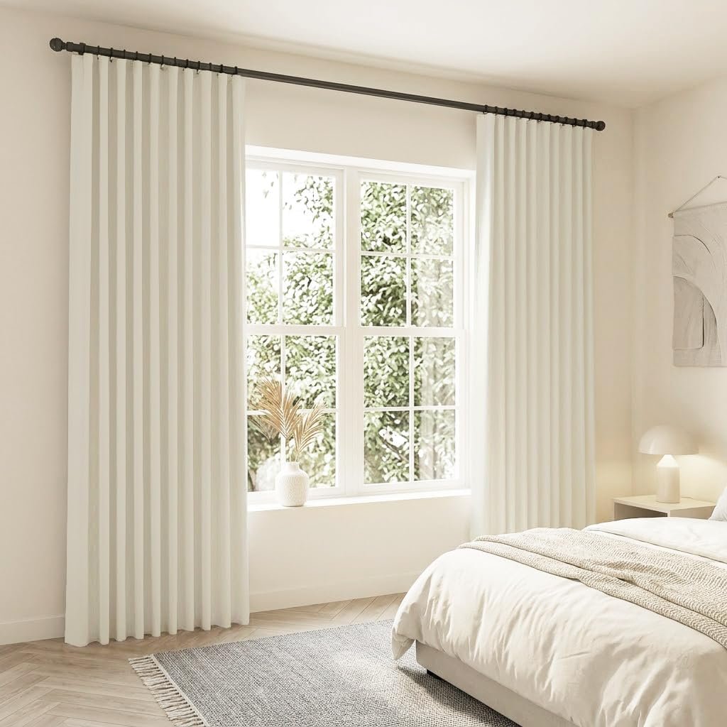 Lightweight Blackout Curtains, Pleated Room Darkening Window Drapes