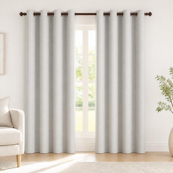 Faux Linen Blackout Curtains, Thermal Insulated Room Darkening Drapes