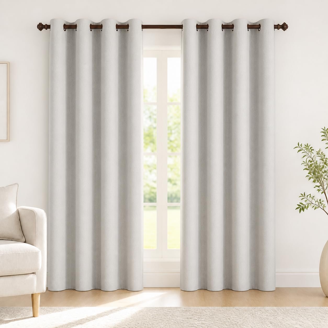 Faux Linen Blackout Curtains, Thermal Insulated Room Darkening Drapes