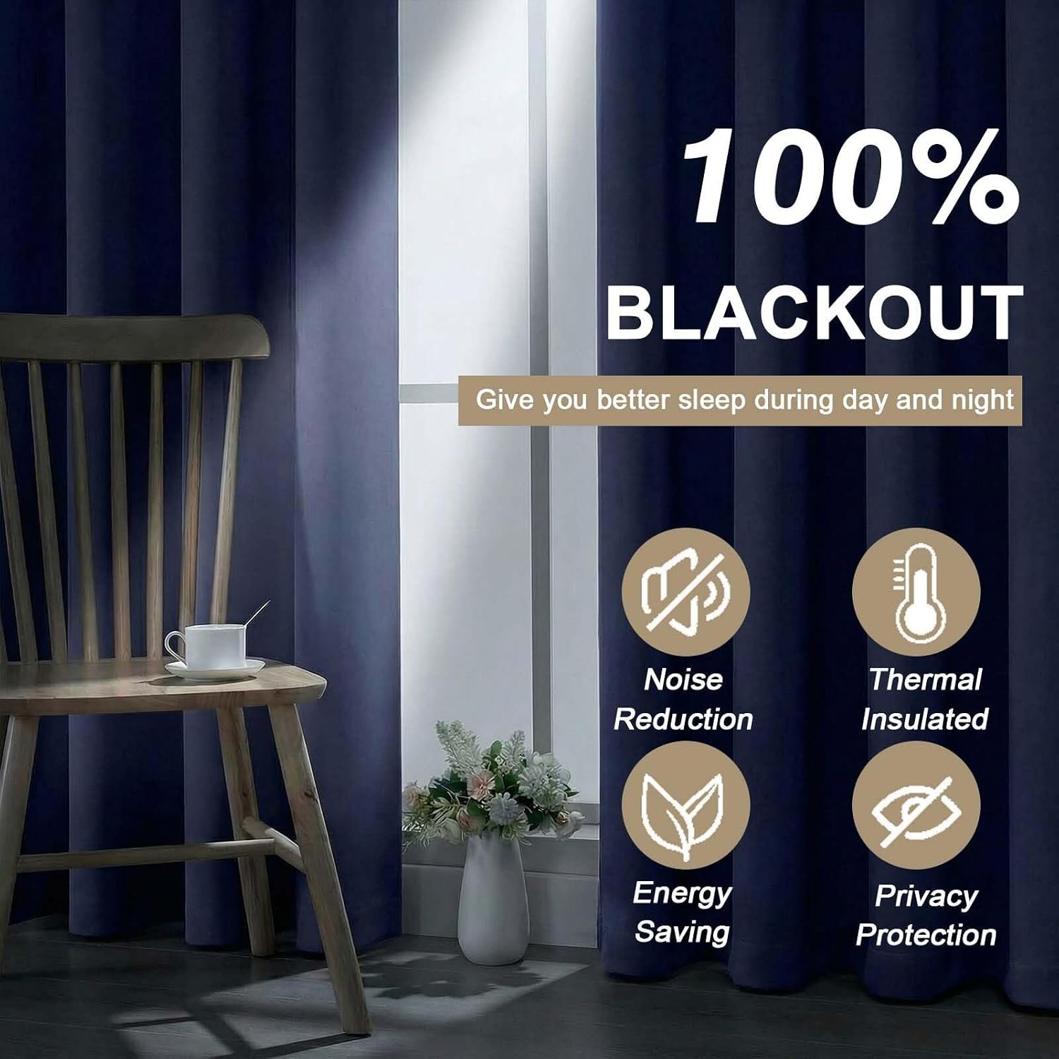 Blackout Curtains with Thermal Insulation, Soft Window Drapes for Bedroom and Living Room - Image 2