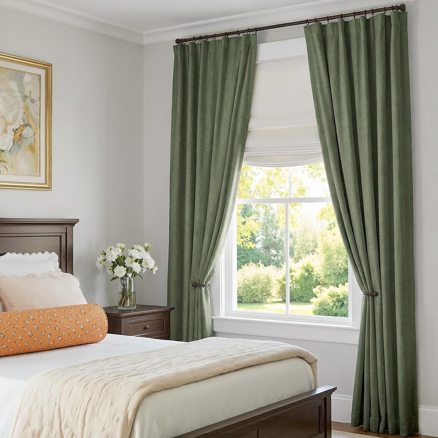 Linen Textured Blackout Curtains, Back Tab Window Drapes for Bedroom - Image 2