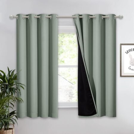 Layered Blackout Curtains, Insulated Window Drapes for Kitchen and Bedroom