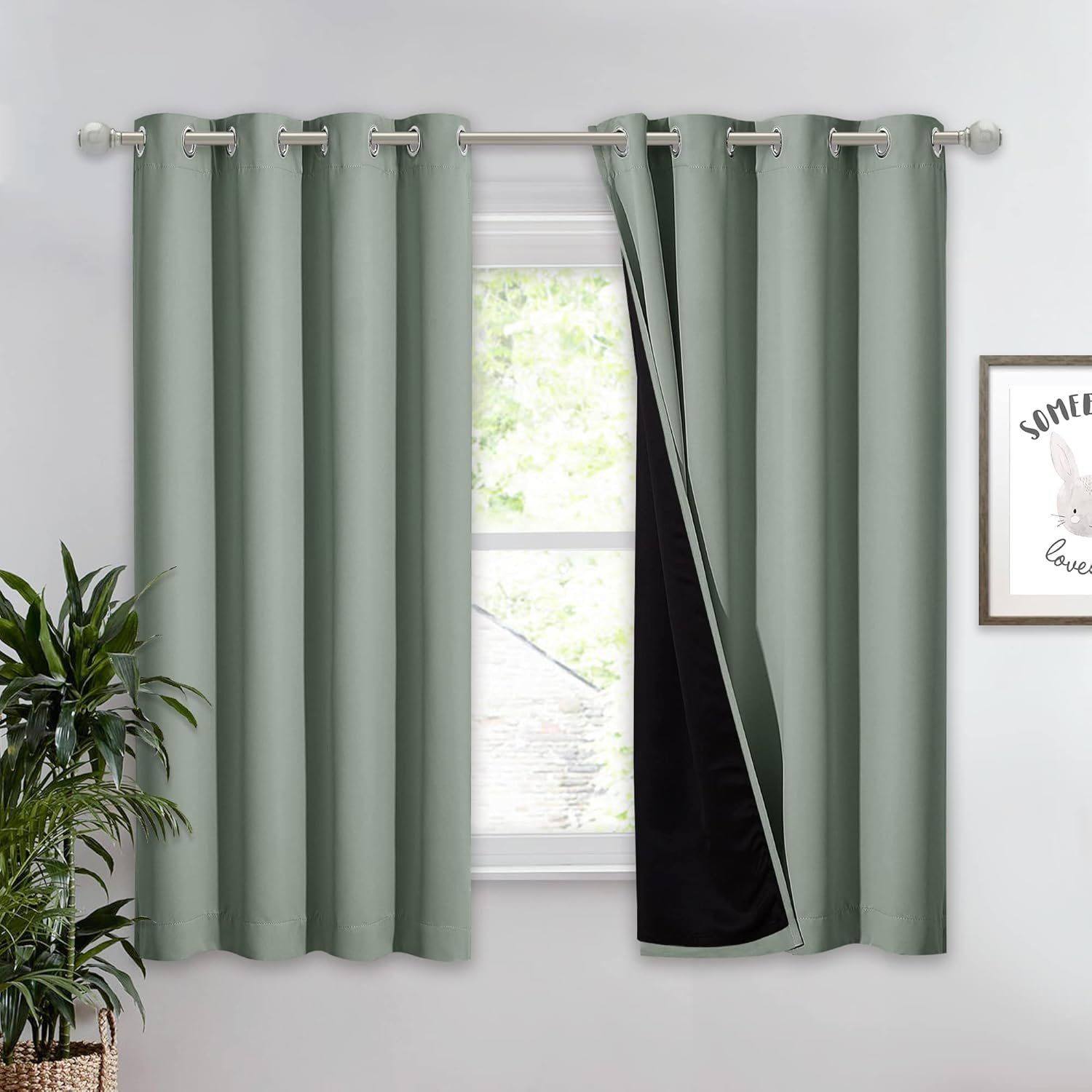 Layered Blackout Curtains, Insulated Window Drapes for Kitchen and Bedroom