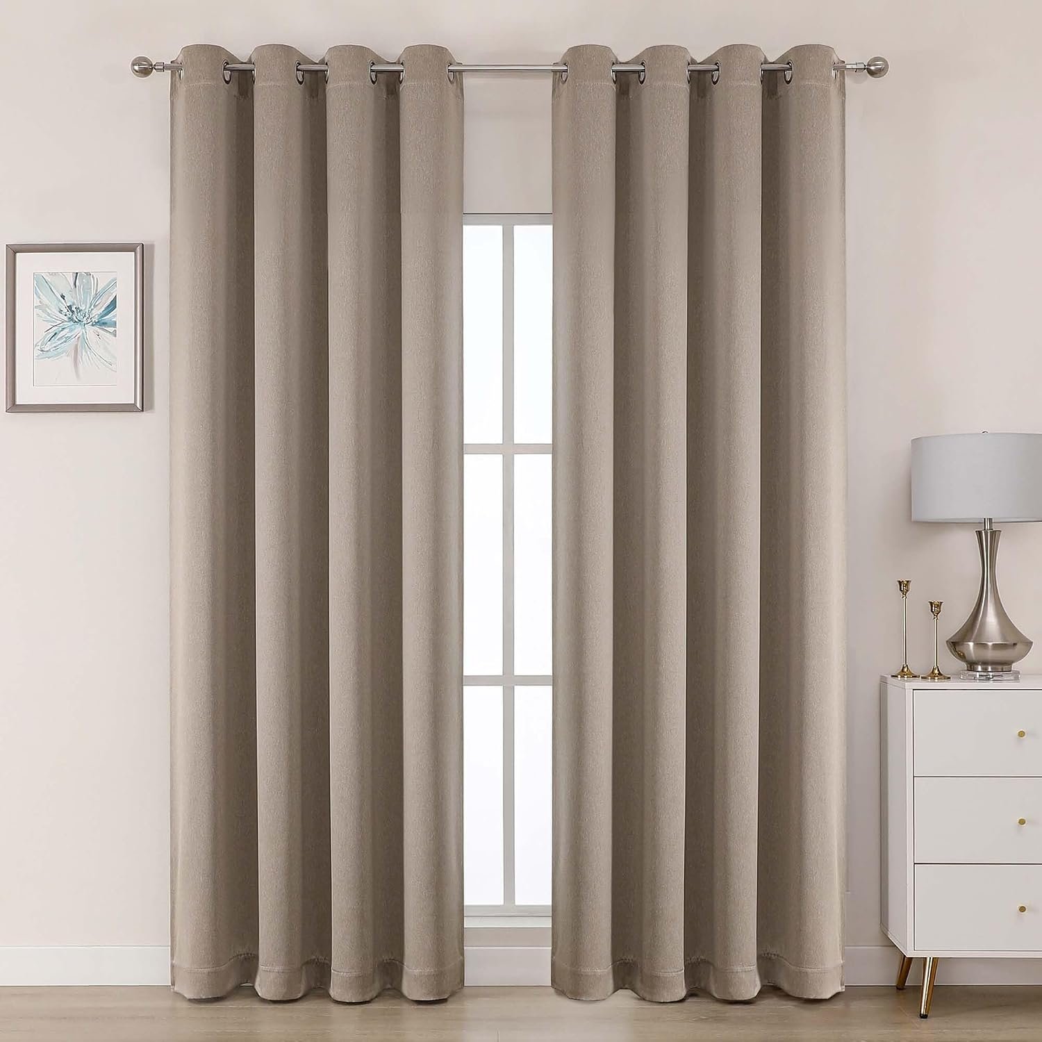 Thermal Insulated Blackout Curtains, Grommet Room Darkening Drapes