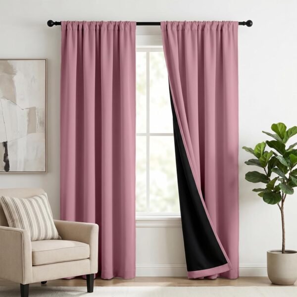 Faux Linen Blackout Curtains, Room Darkening Window Drapes