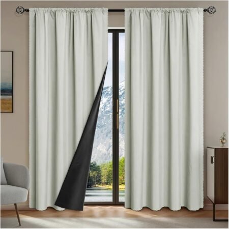 Solid Blackout Curtains, Thermal Insulated Drapes for Bedroom and Living Room