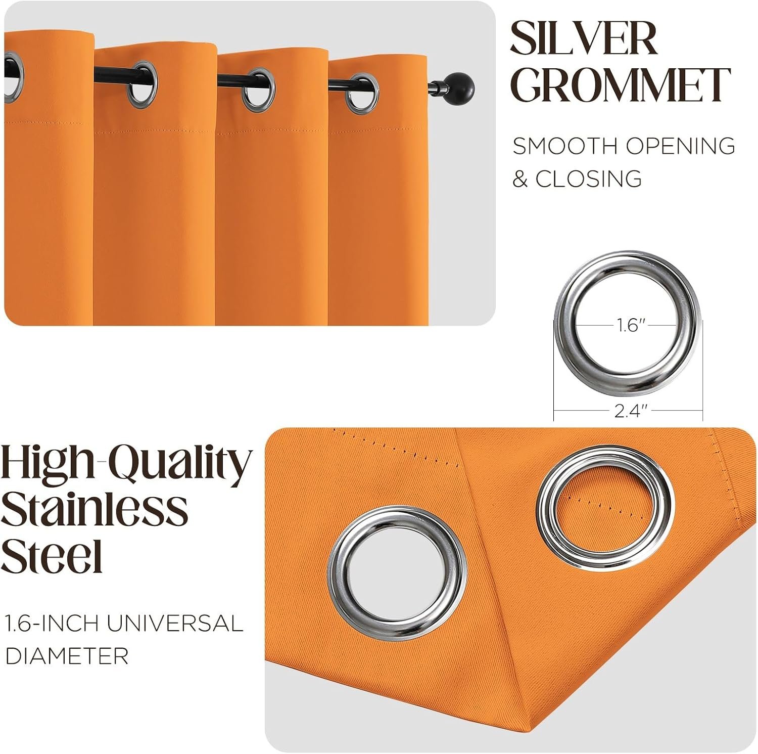Thermal Insulated Blackout Curtains, Light Blocking Window Drapes - Image 2