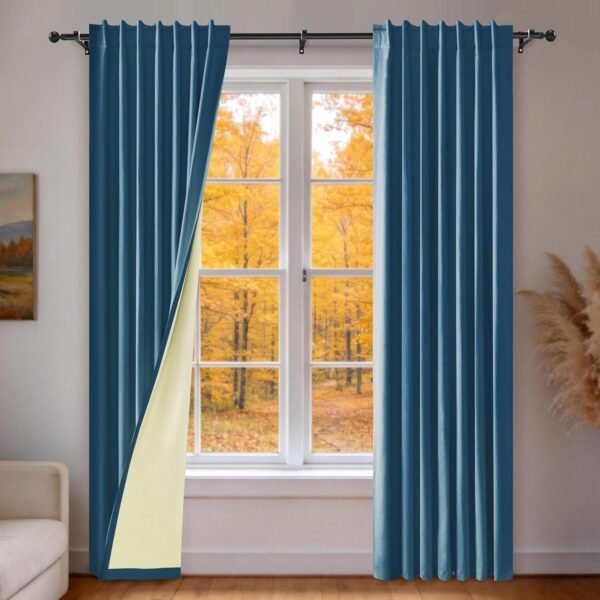 Linen Blackout Curtains, Back Tab and Rod Pocket Window Drapes