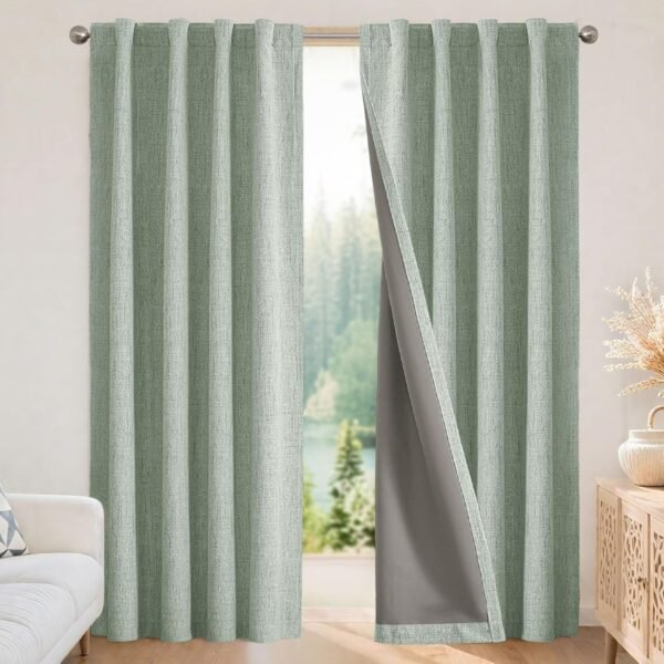 Blackout Curtains for Bedroom, Thermal Room Darkening Linen Drapes