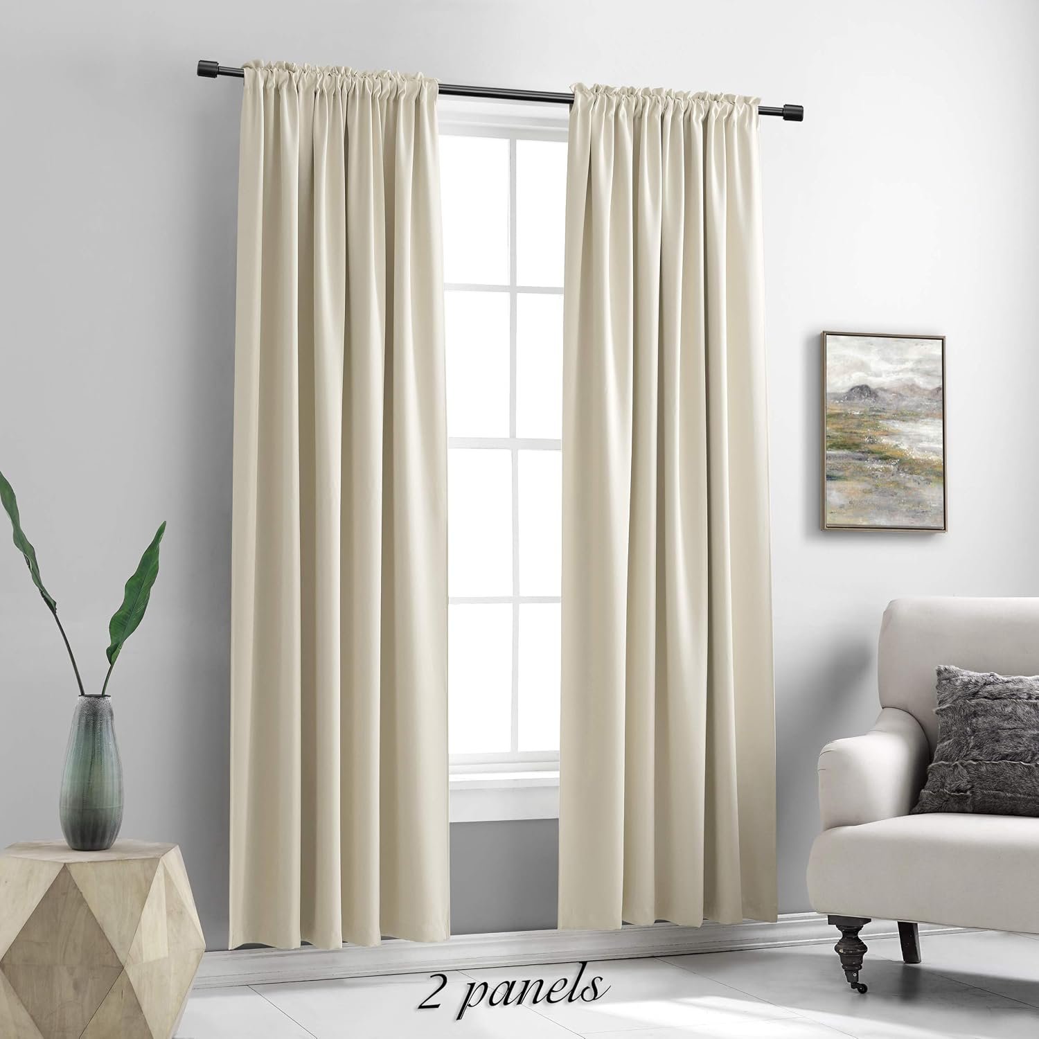 Blackout Curtain Panels, Rod Pocket Thermal Insulated Window Drapes - Image 2