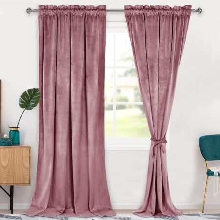 Linen Textured Blackout Curtains, Back Tab Window Drapes
