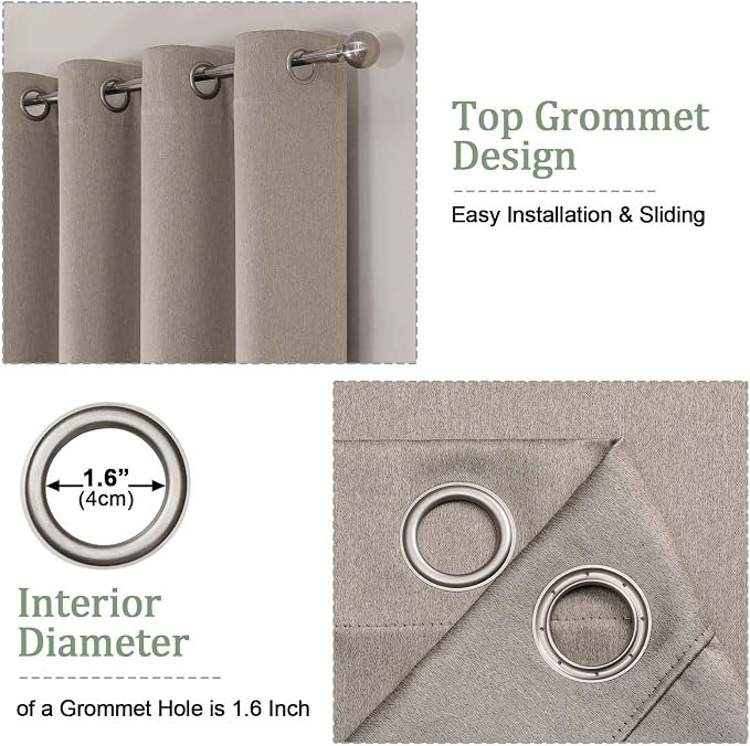 Thermal Insulated Blackout Curtains, Grommet Room Darkening Drapes - Image 2
