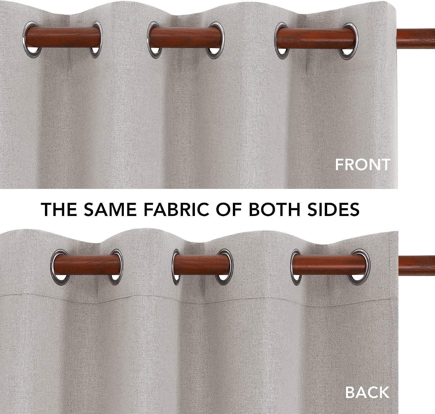 Faux Linen Blackout Curtains, Thermal Insulated Room Darkening Drapes - Image 2