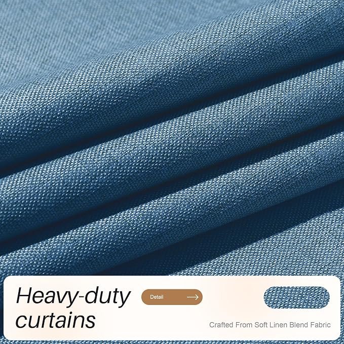 Linen Blackout Curtains, Back Tab and Rod Pocket Window Drapes - Image 2