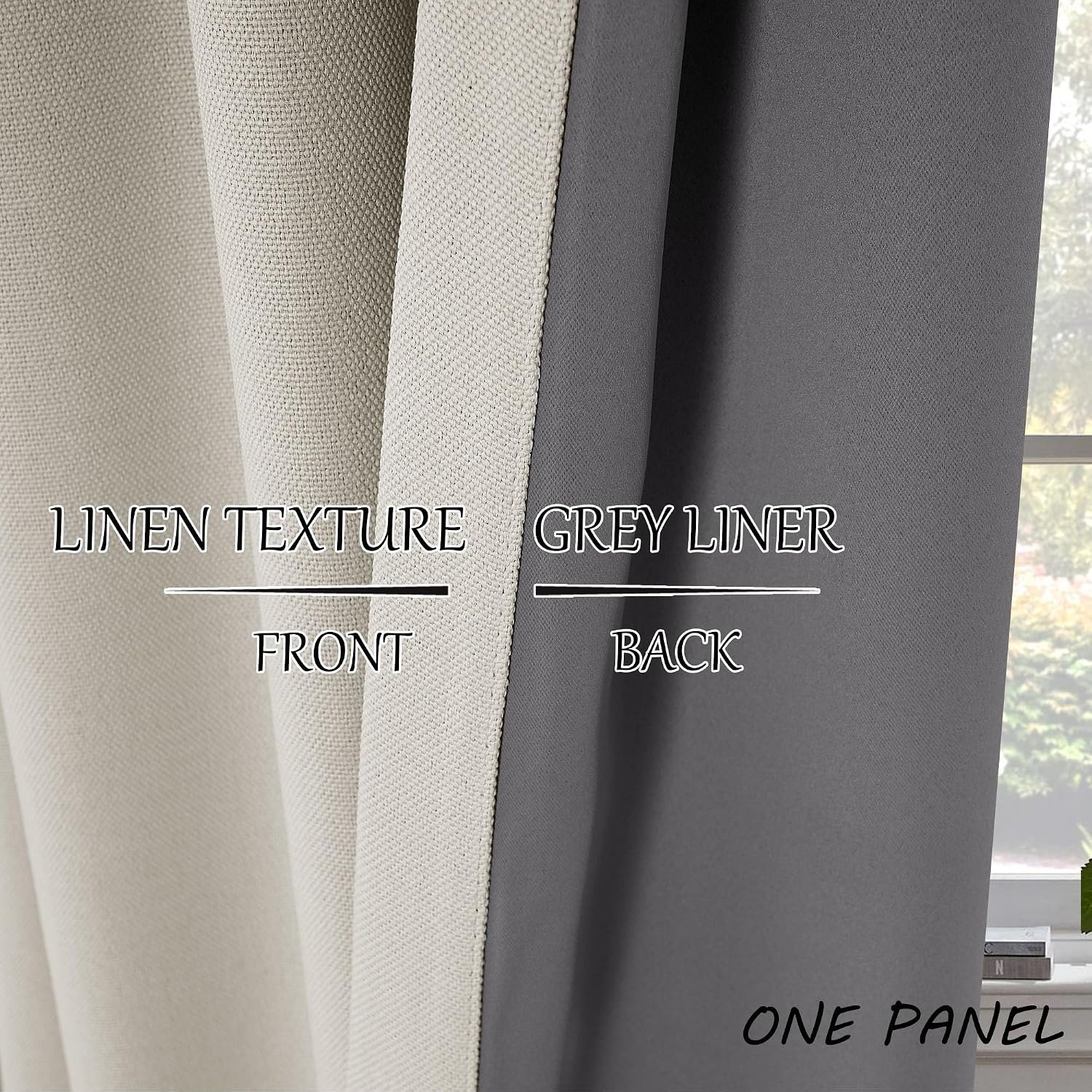 Linen Blackout Curtains, Room Darkening Window Drapes - Image 2
